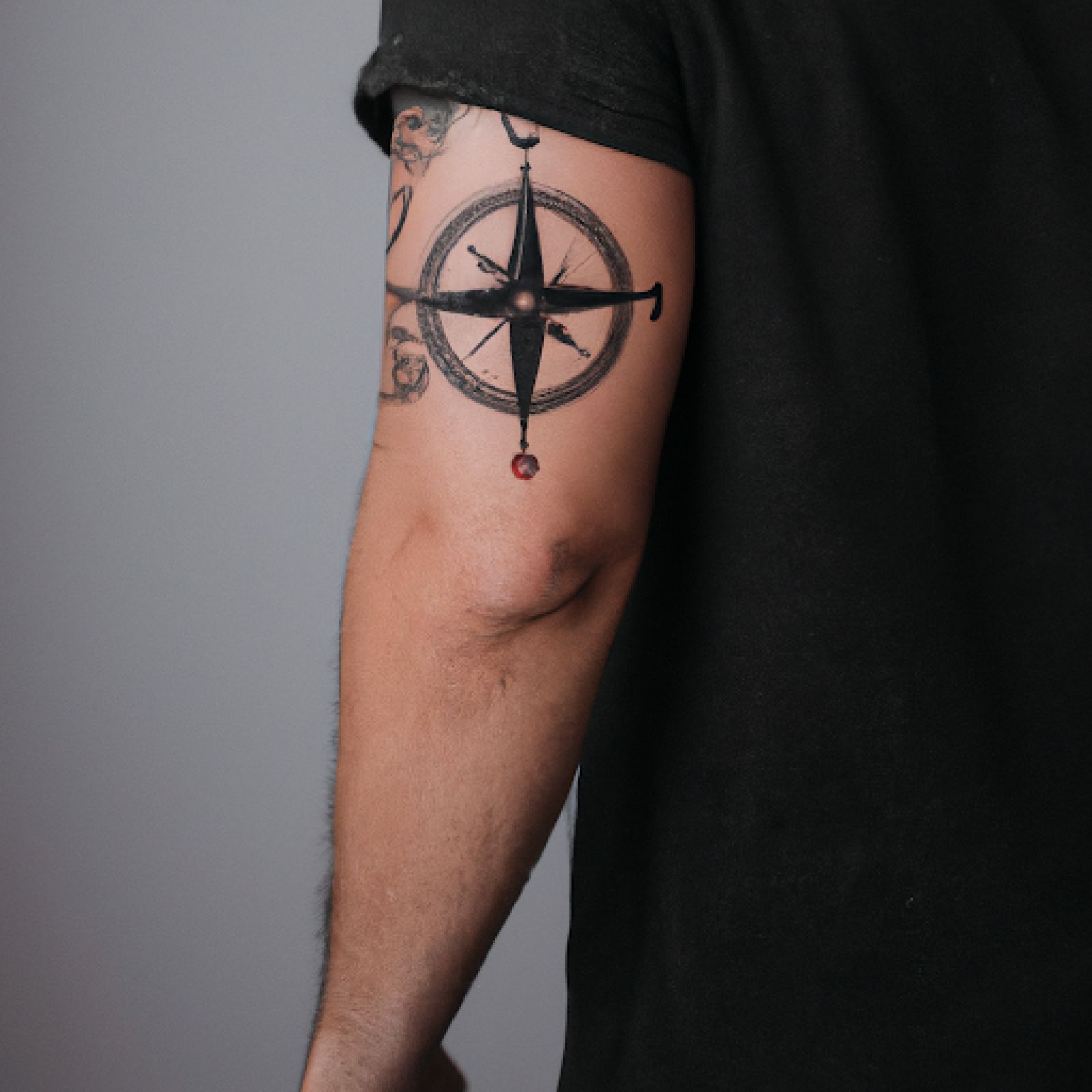 Compass tattoo on sleeve for men