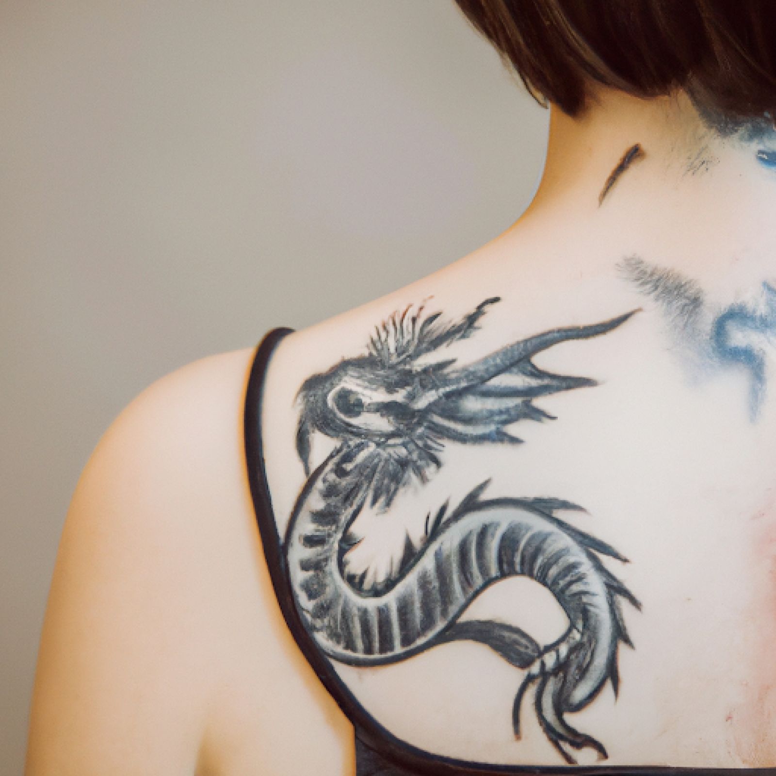 Dragon tattoo on back for women