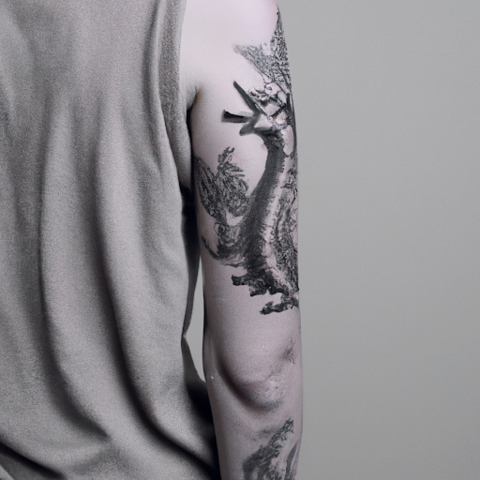Dragon tattoo on half sleeve for women
