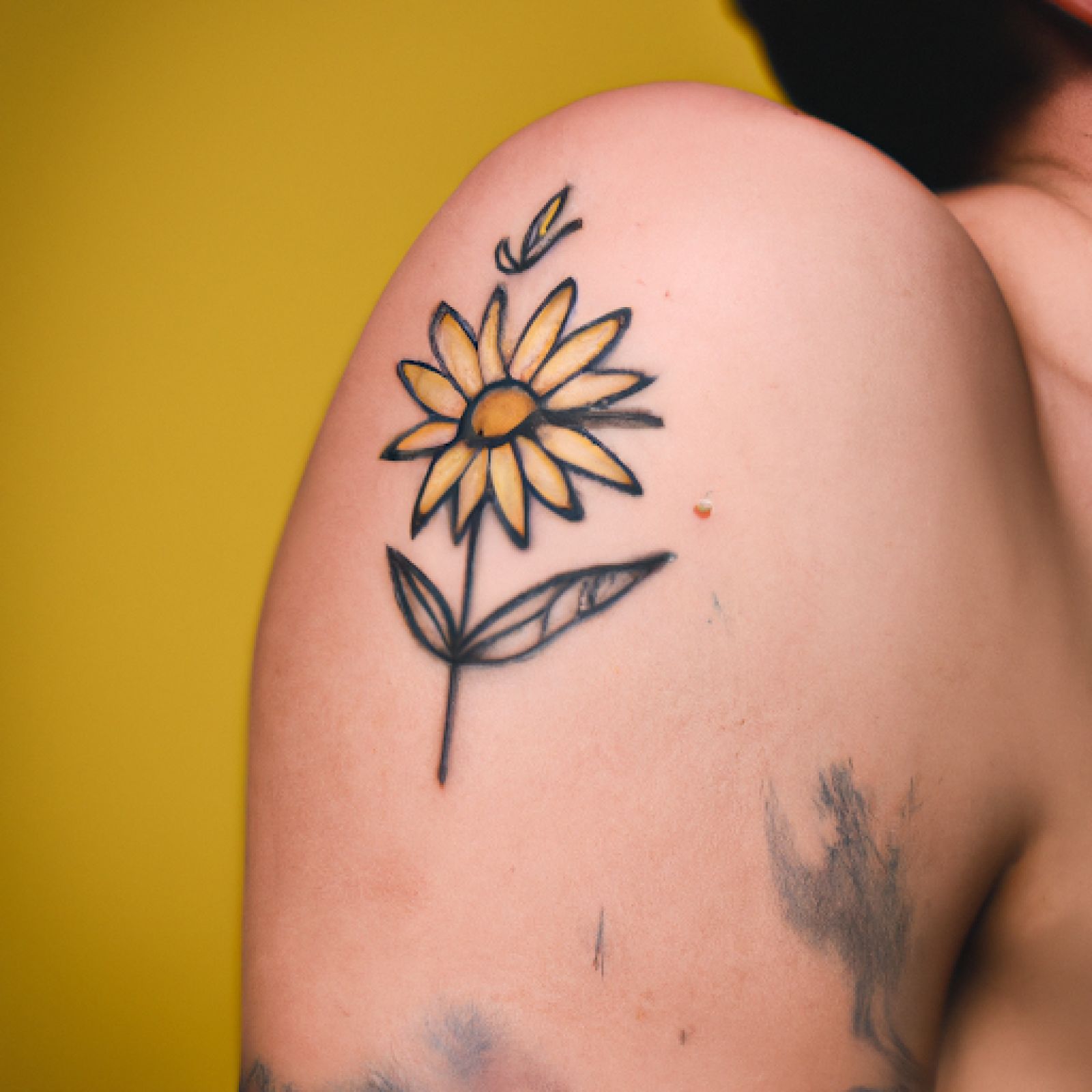 Flower tattoo on shoulder for women