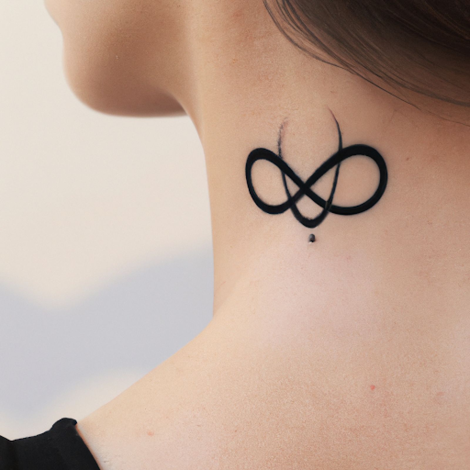 Infinity tattoo on neck for women