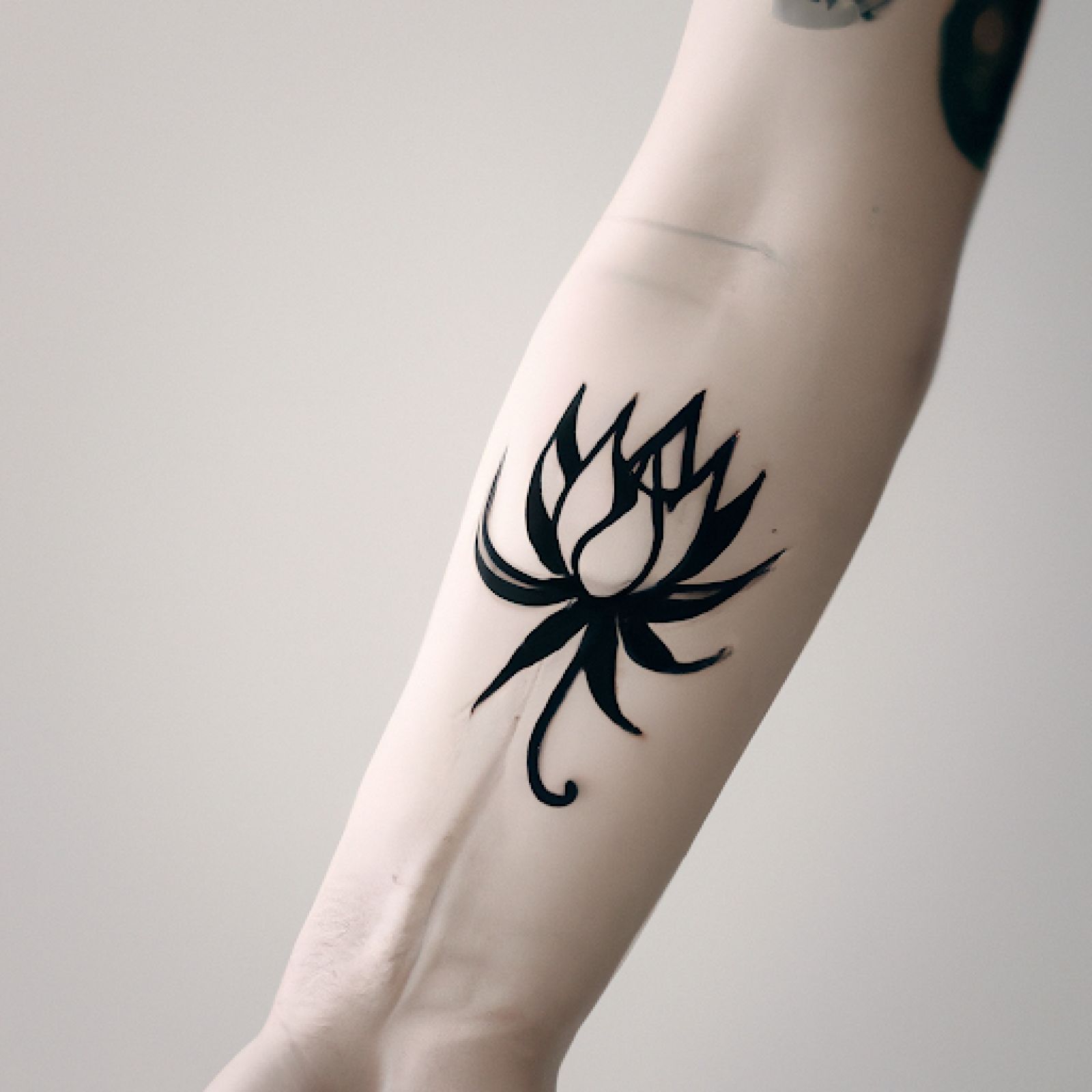 Lotus tattoo on forearm for women