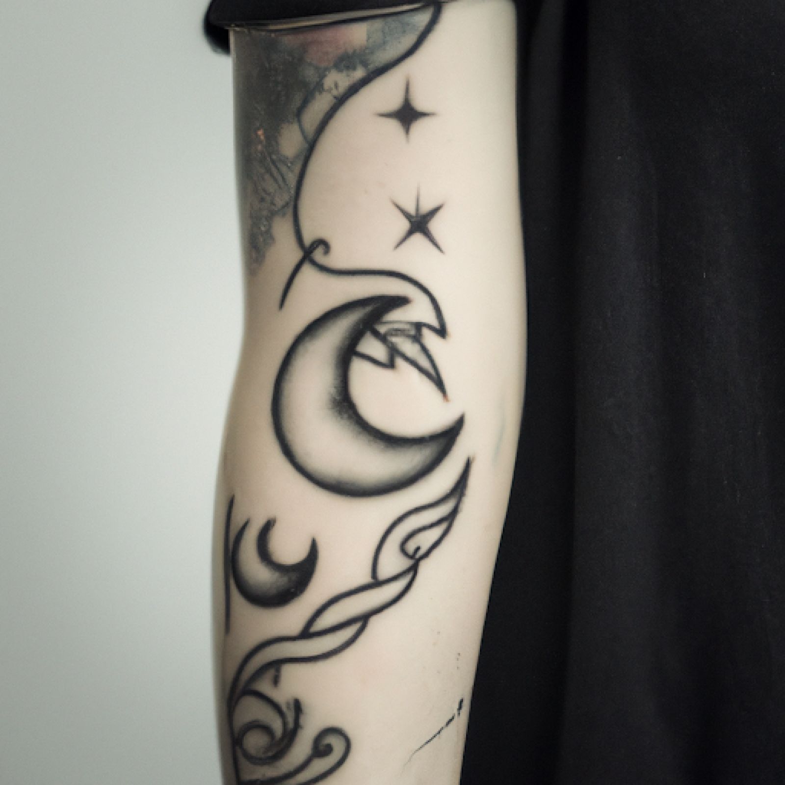 Moon phases tattoo on half sleeve for women