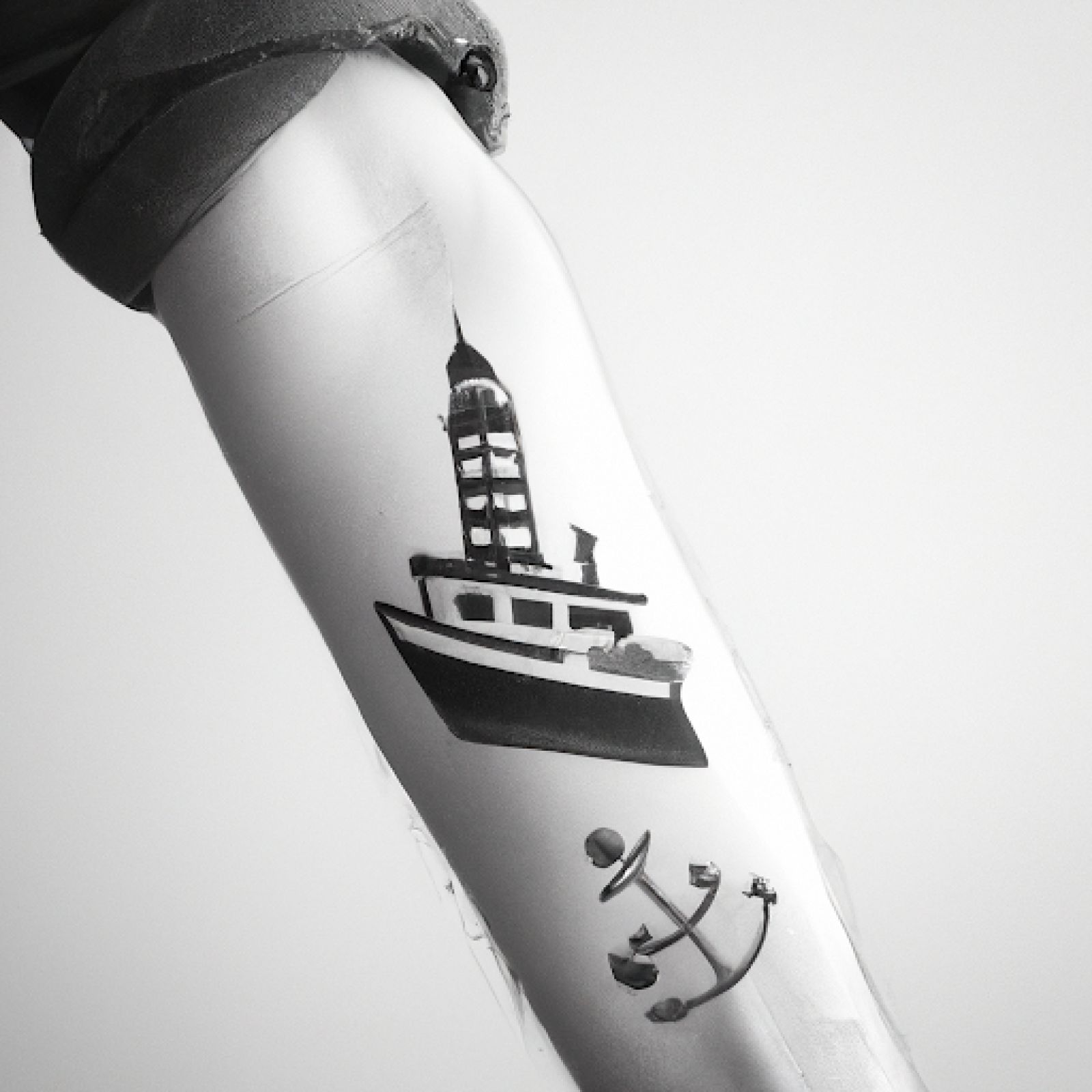 Ship tattoo on arm for men