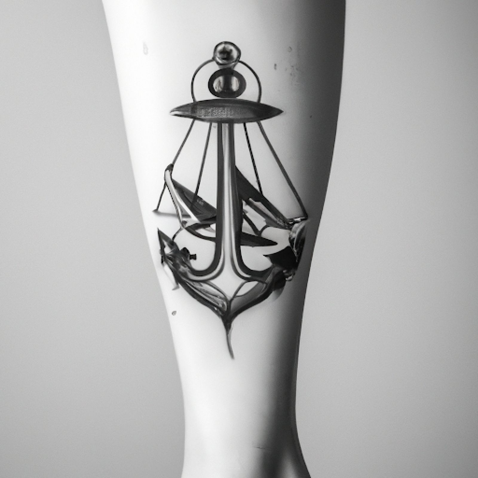 Ship tattoo on leg for women