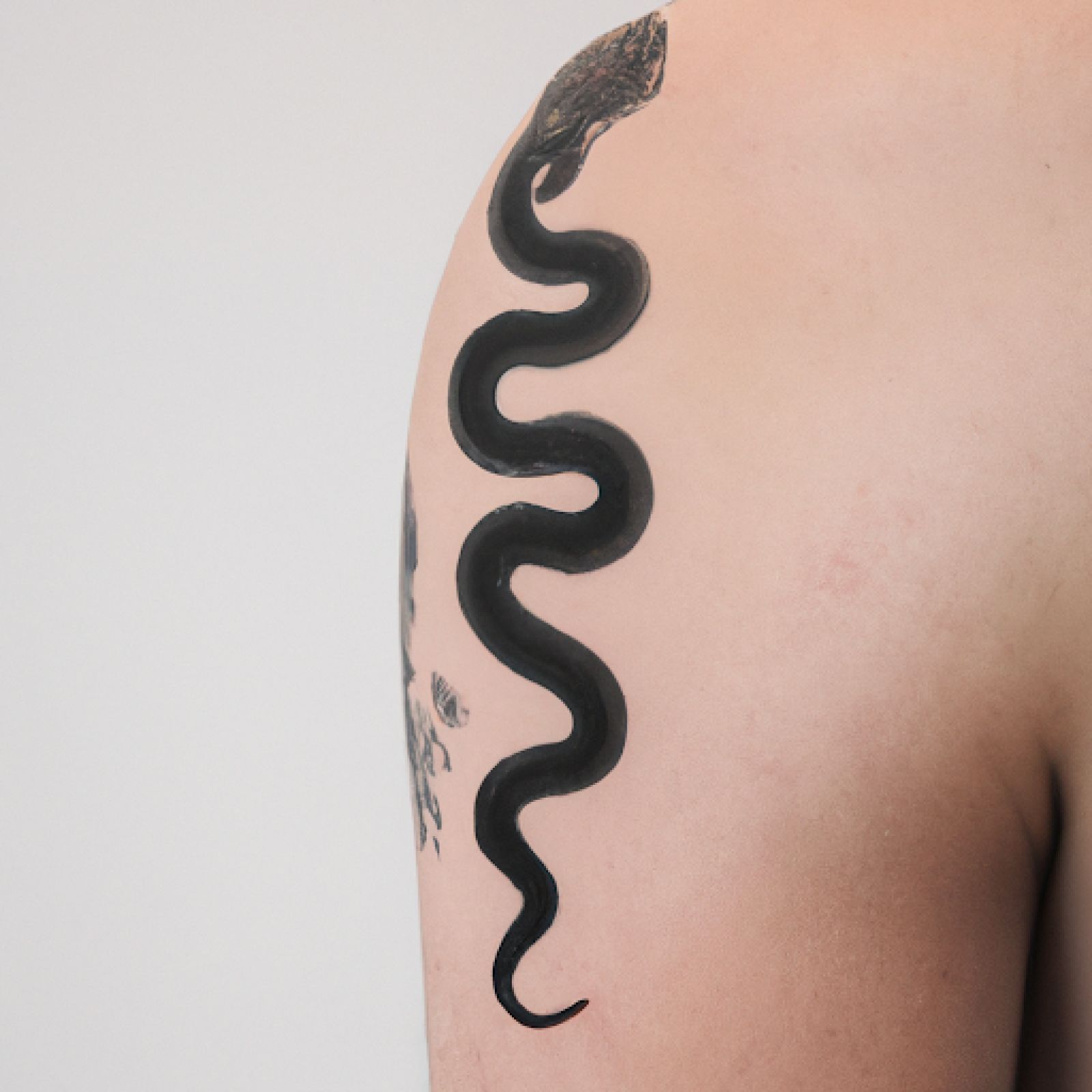 Snake tattoo on back for men