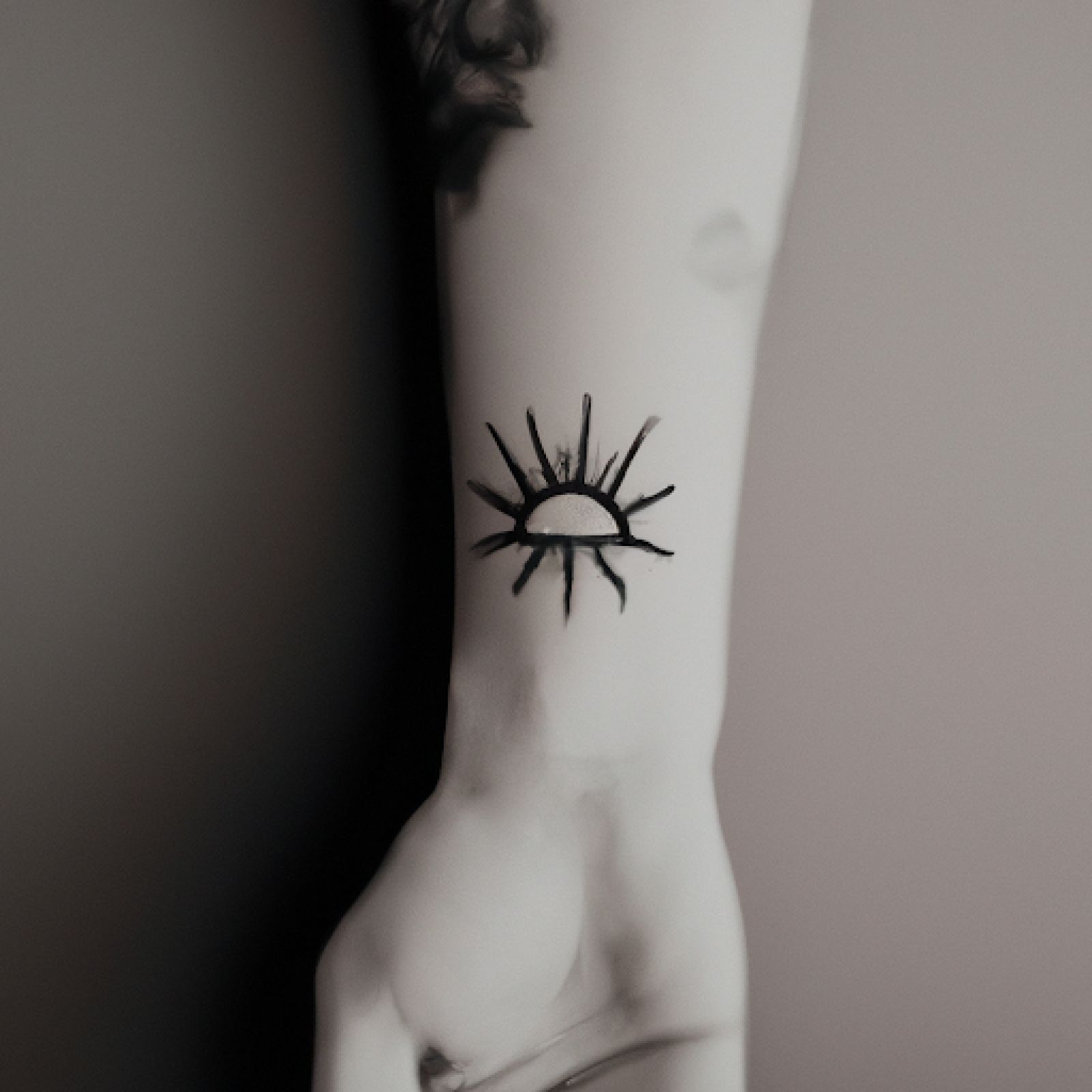 Sun tattoo on wrist for men