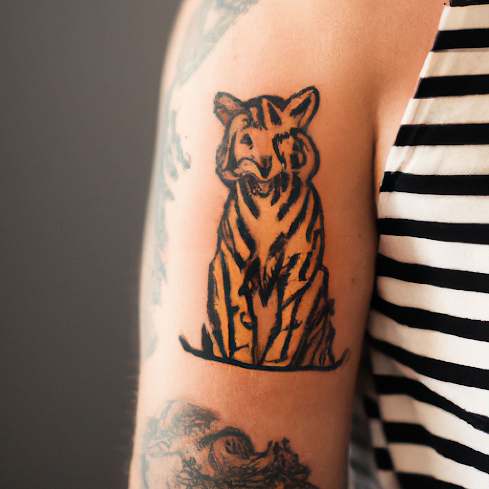 Tiger tattoo on chest for men