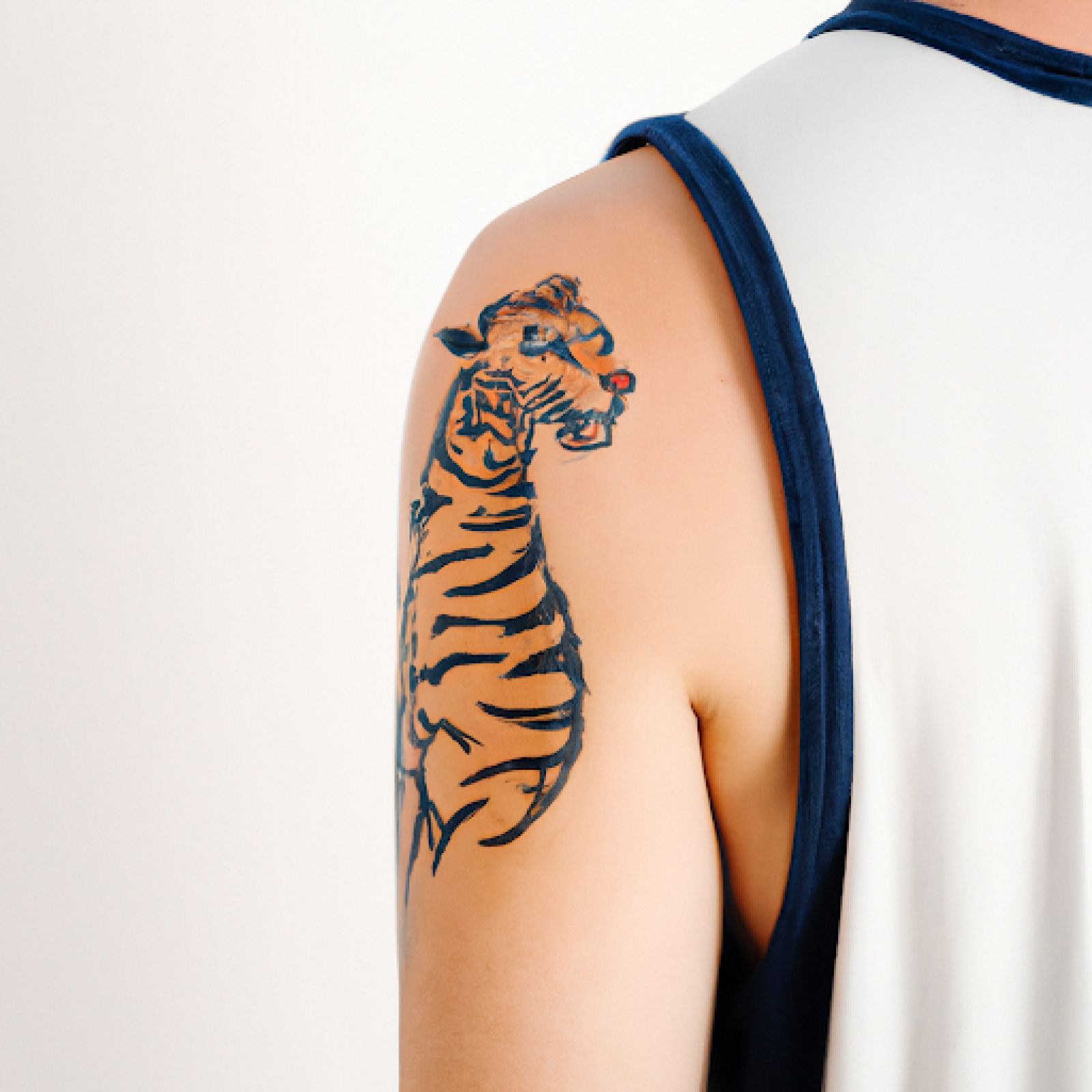 Tiger tattoo on shoulder for men