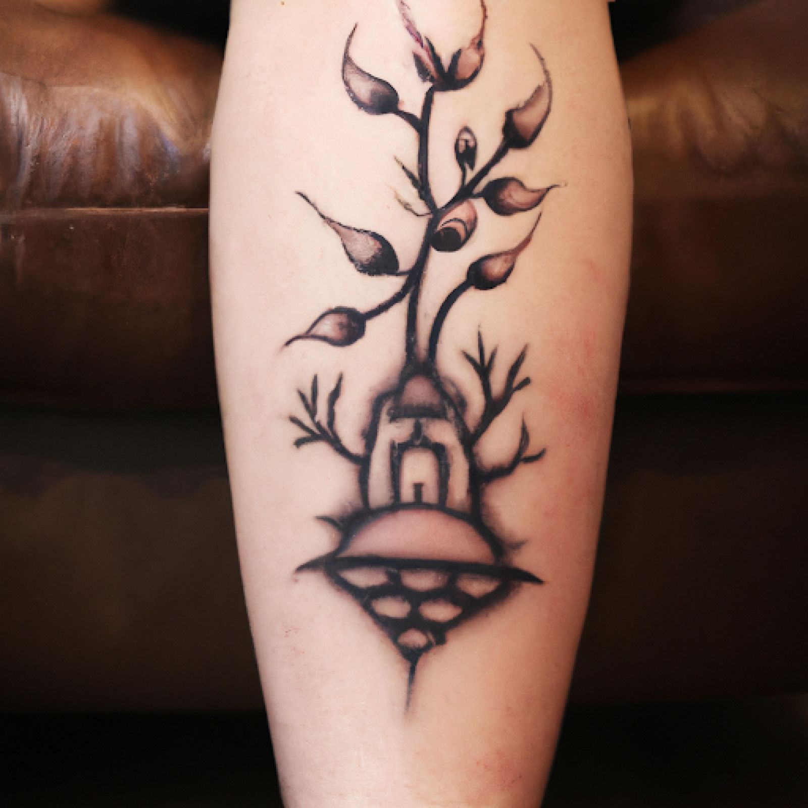 Tree of life tattoo on knee for women