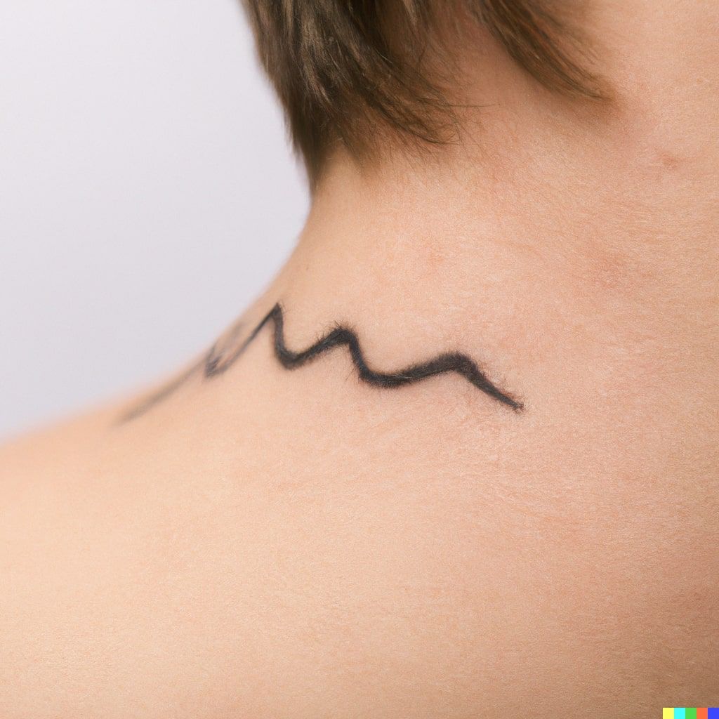Wave tattoo on neck for men