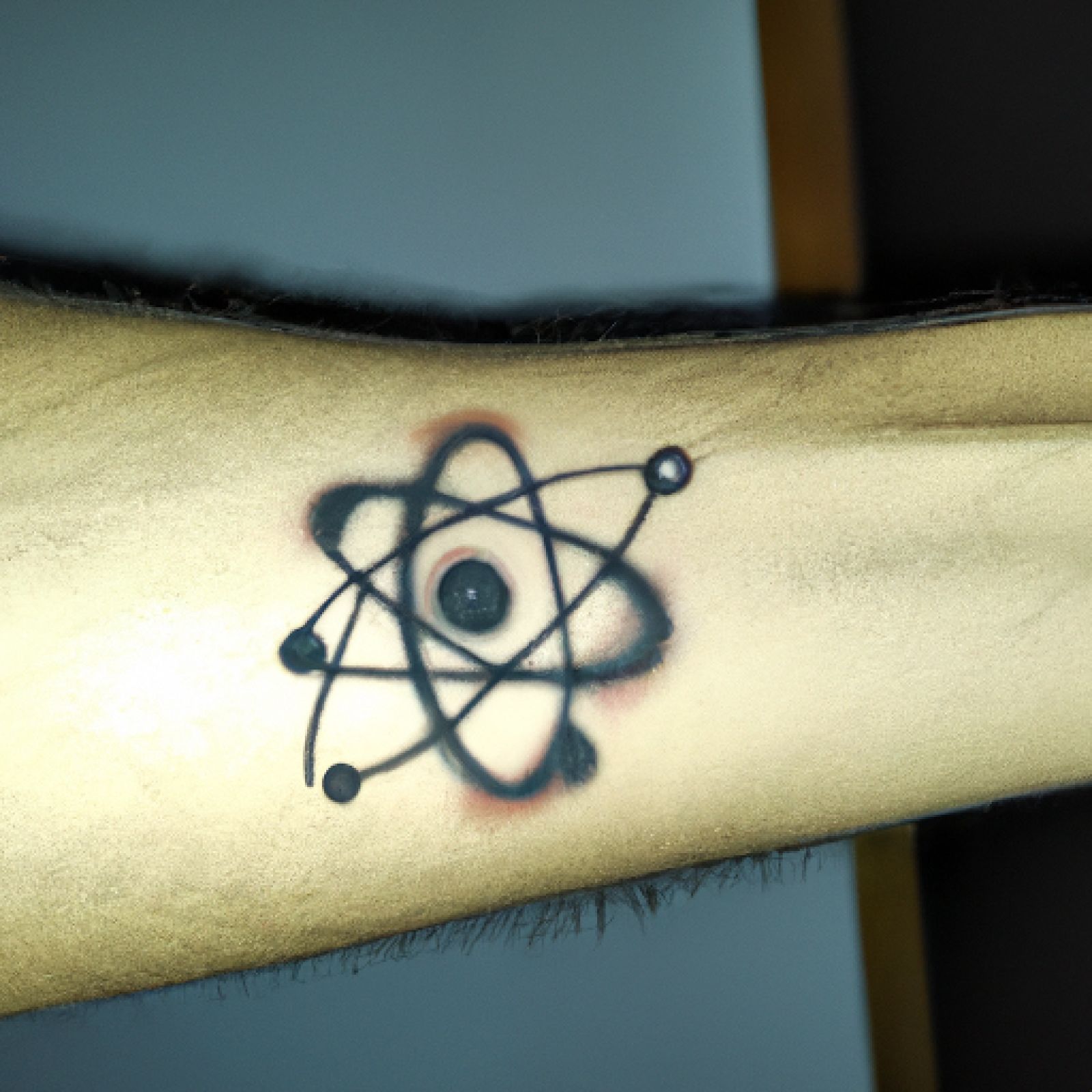 Atom tattoo on arm for men