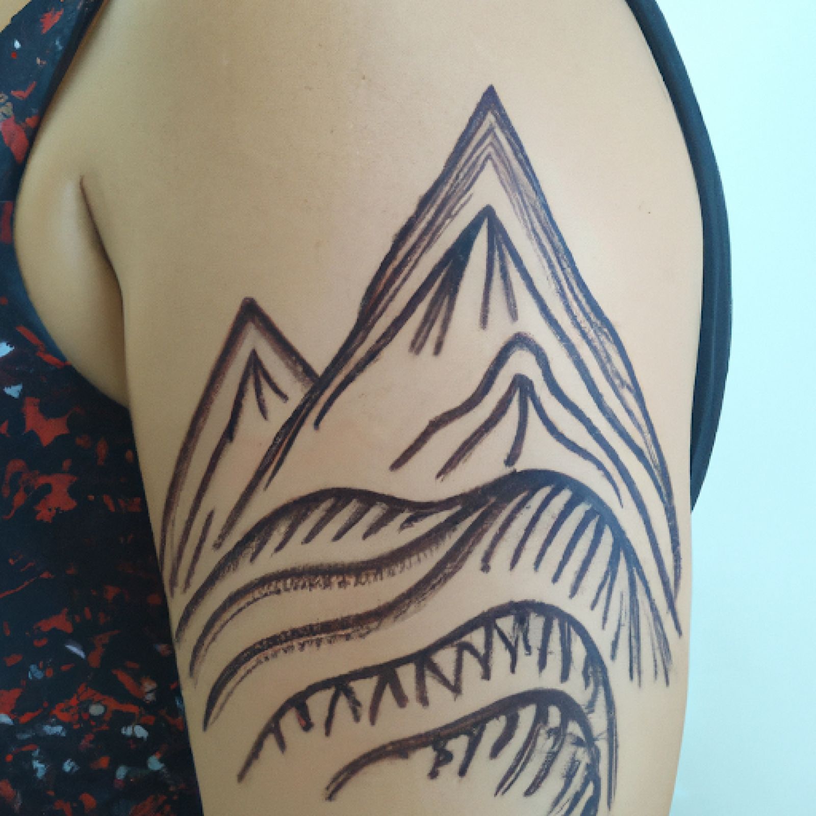 Mountain tattoo on half sleeve for women