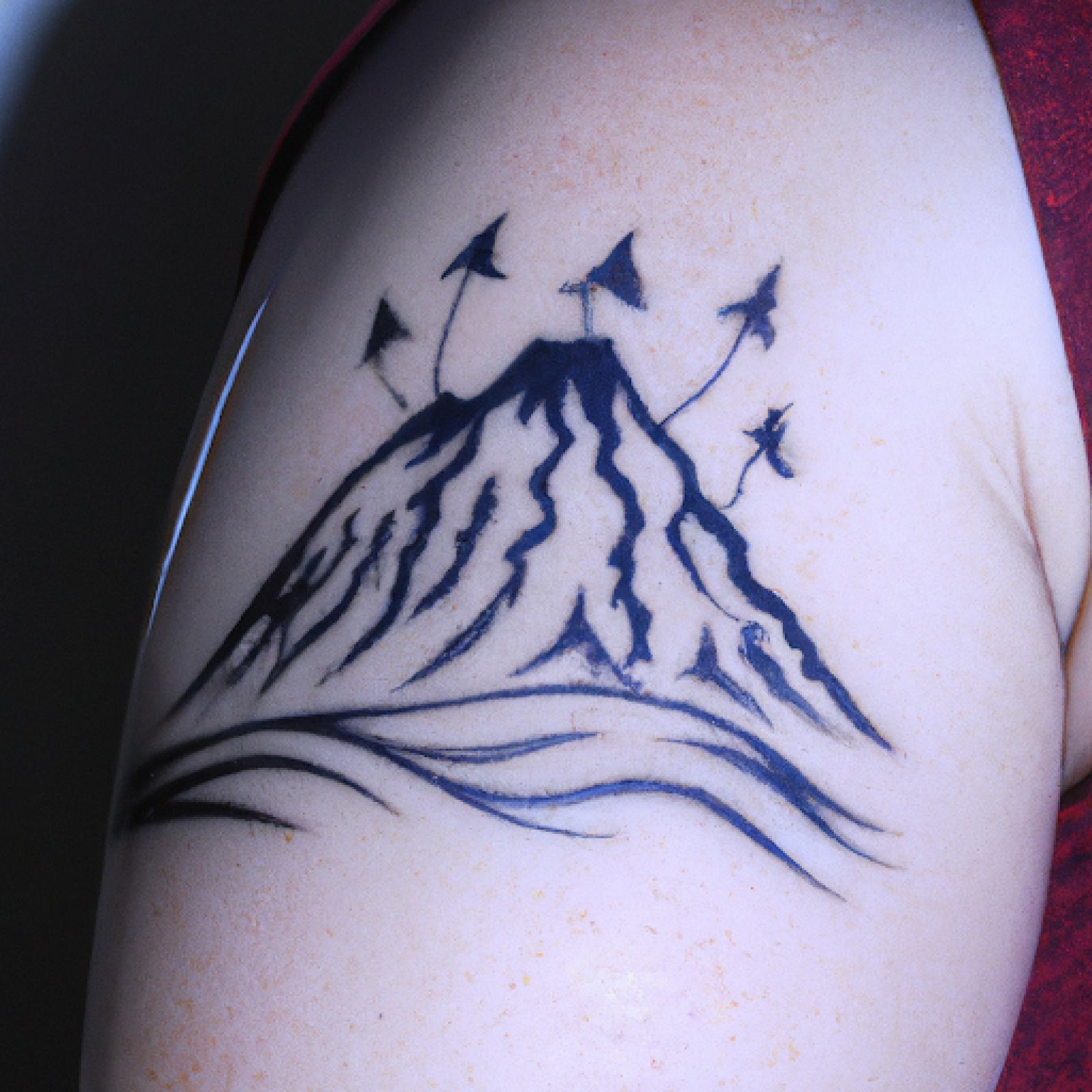 Mountain tattoo on sleeve for women