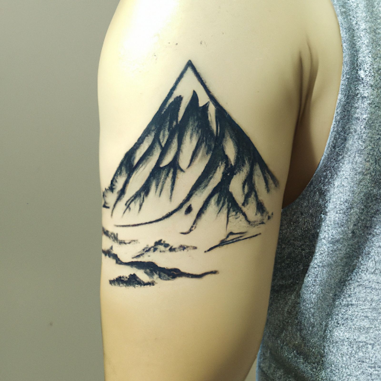 Mountain tattoo on half sleeve for men