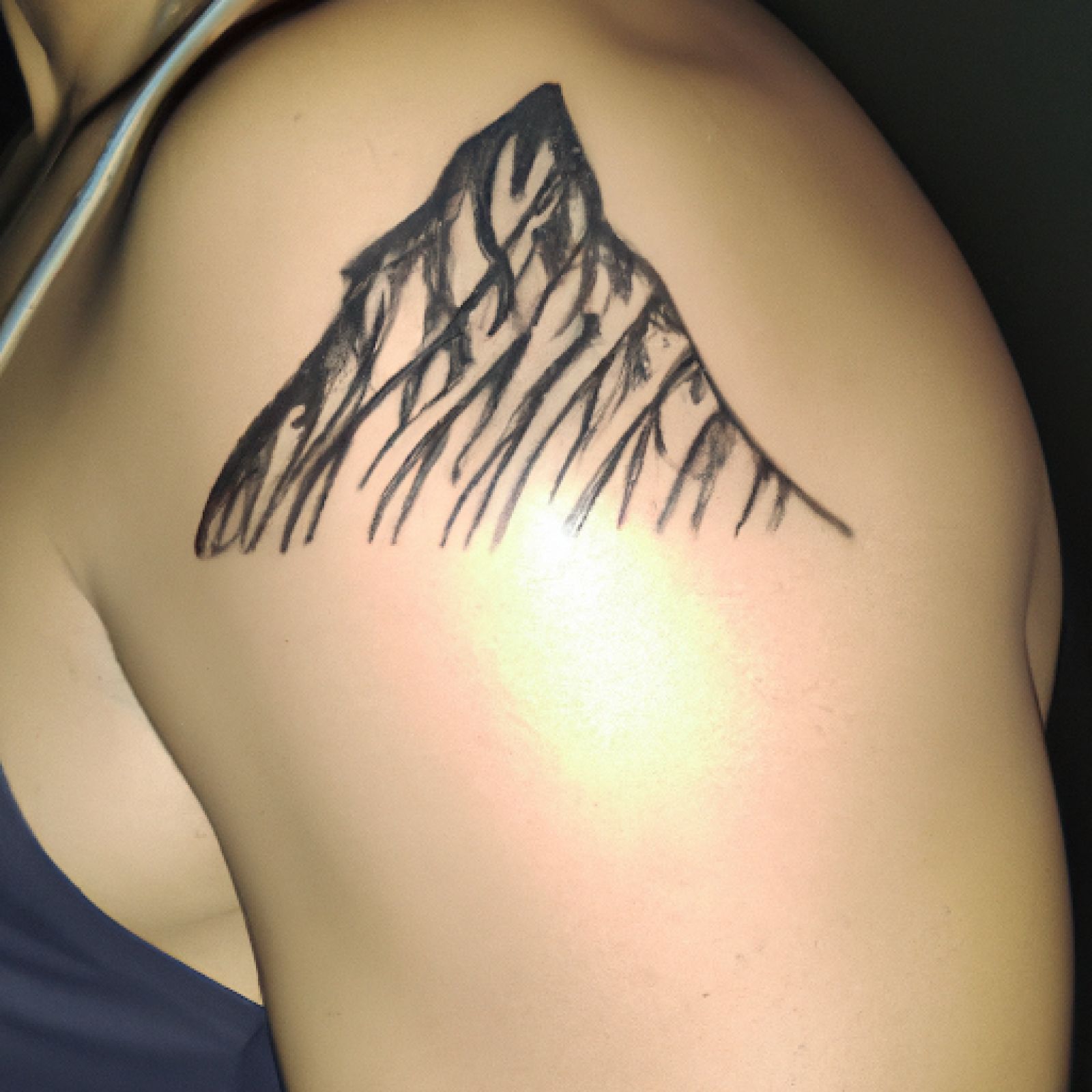 Mountain tattoo on side for men
