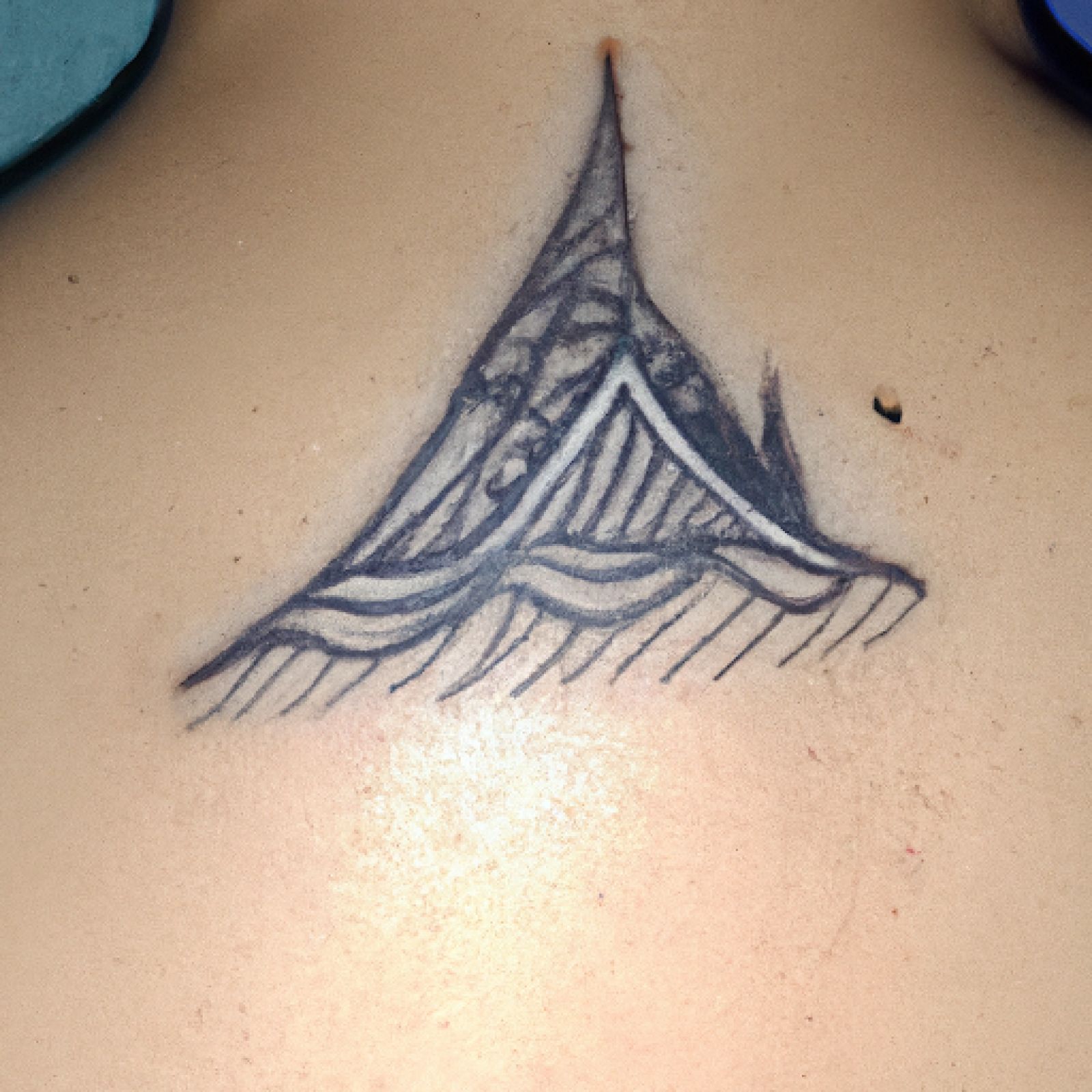 Mountain tattoo on side for women
